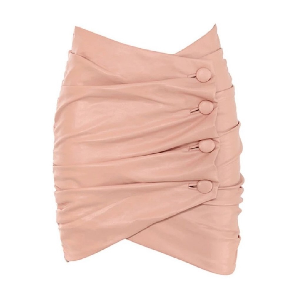 Blush faux leather mini skirt
